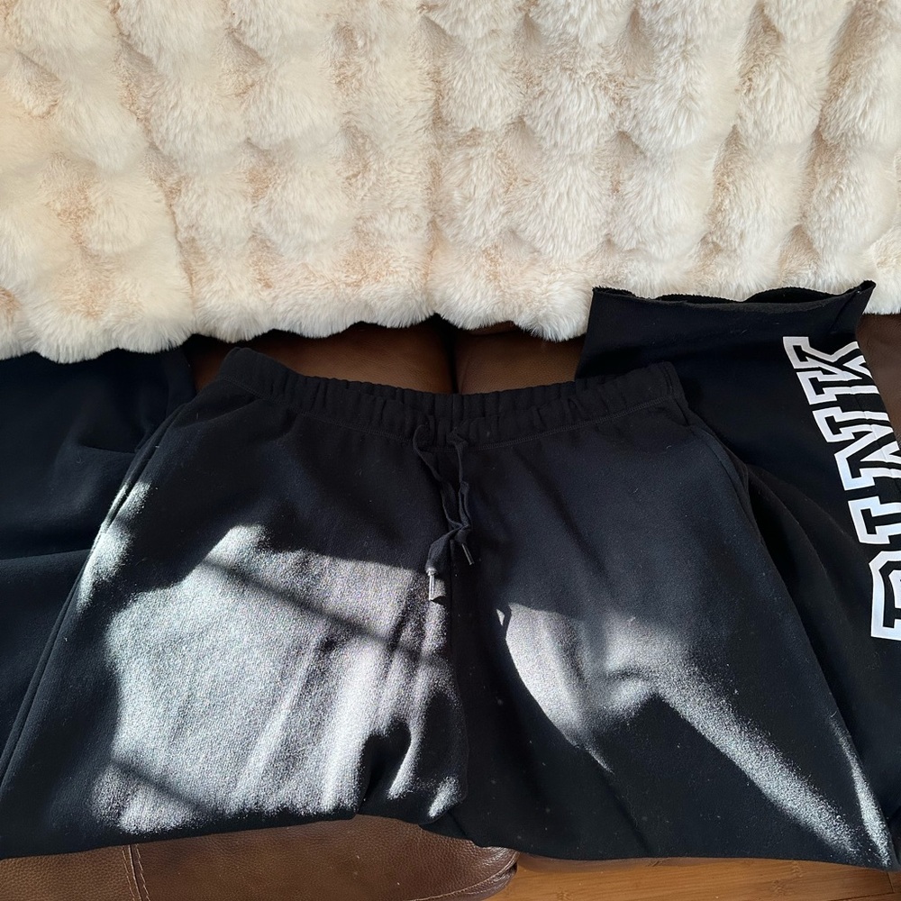 PINK women's black sweatpants. Size is large. Non-smoking home. New/never worn